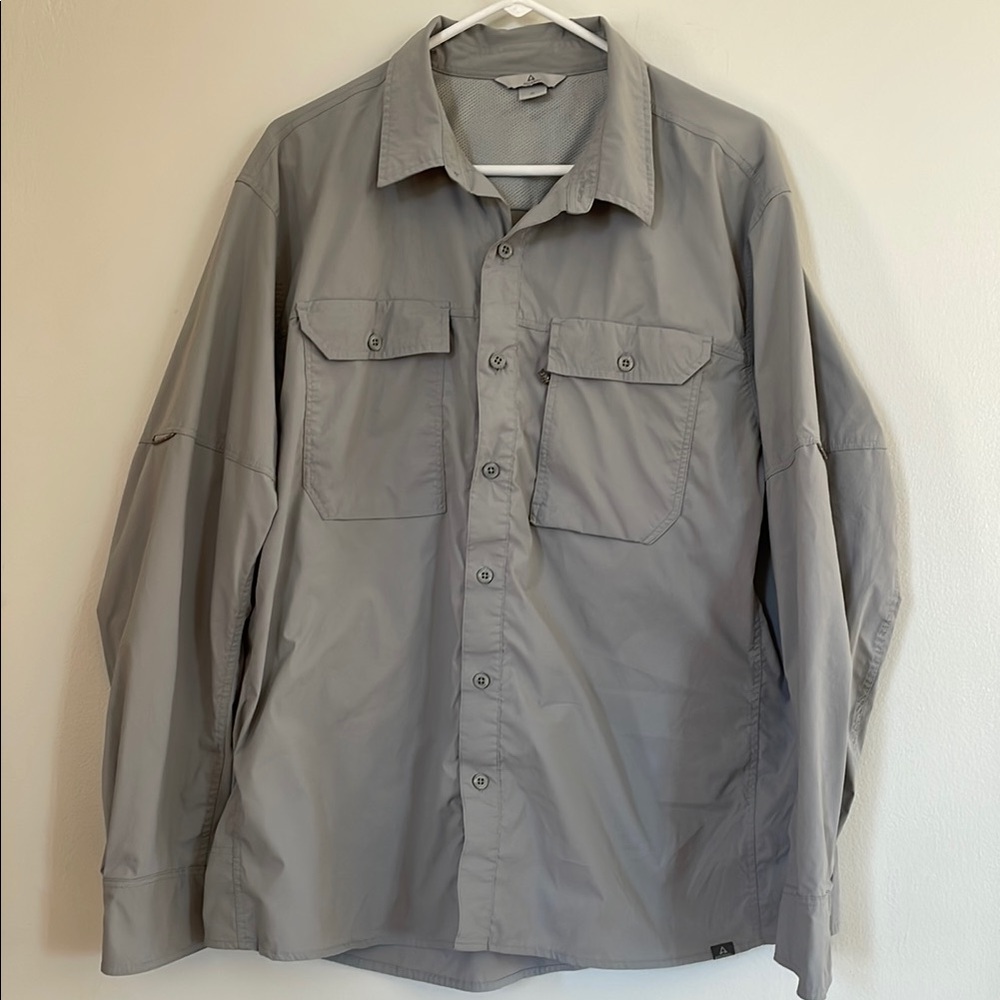 Ascend Gray Casual Button Down Shirt with Relaxed Fit